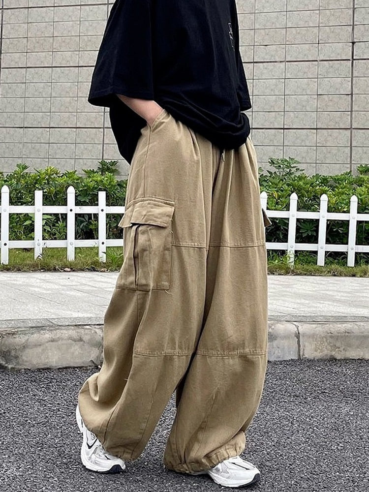 Pants Women Pockets Hip Hop Wide Leg Trousers