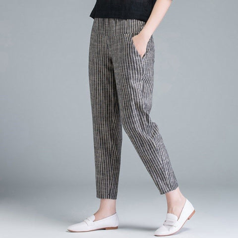 Trousers High Waisted Striped Bottoms Women Pants