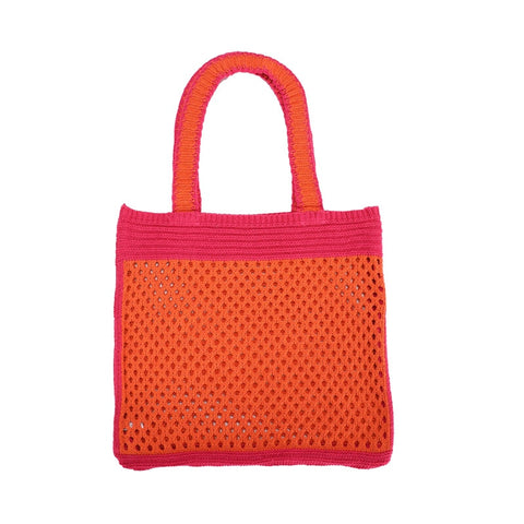 Straw Bag Women's Bag Casual Splicing Crochet Bag Color Contrast