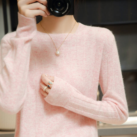 Woolen Sweater Women Round Neck Pullover Loose Knitted Shirt Top