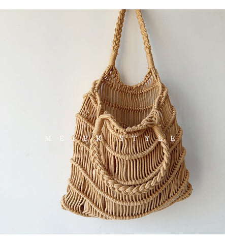 Straw Woven Shoulder Hobo Purses Handmade Handbag Grocery Bags