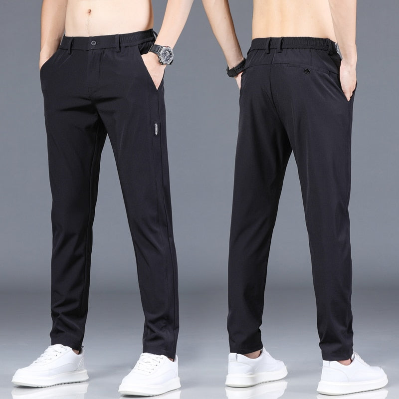 Men Pants Slim Fit Work Elastic Waist Jogger Pant Outdoor Long Trousers