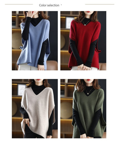 V-neck knitted sleeveless sweater wool coat vest