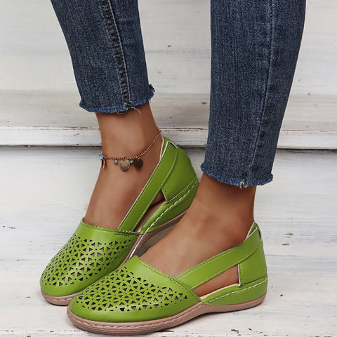 Women's Flat Round Toe Button Sandals Comfy Comfortable Shoes