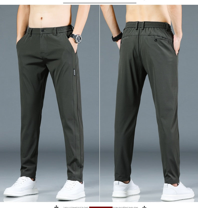 Men Pants Slim Fit Work Elastic Waist Jogger Pant Outdoor Long Trousers