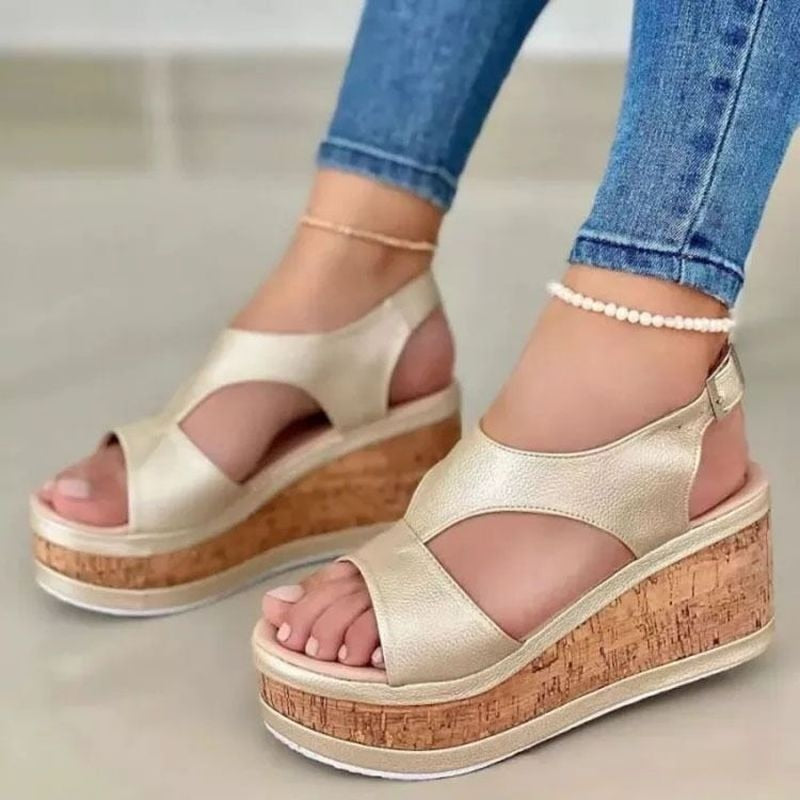 Women Wedge Sandals Buckle Platform Sandals High Heels Leisure Non-slip