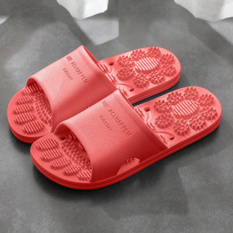 New Women Foot Massage Slippers Men Slipper Indoor Bathroom Non-slip Soft Slides Couples House Relief Feet Health Care Shoes