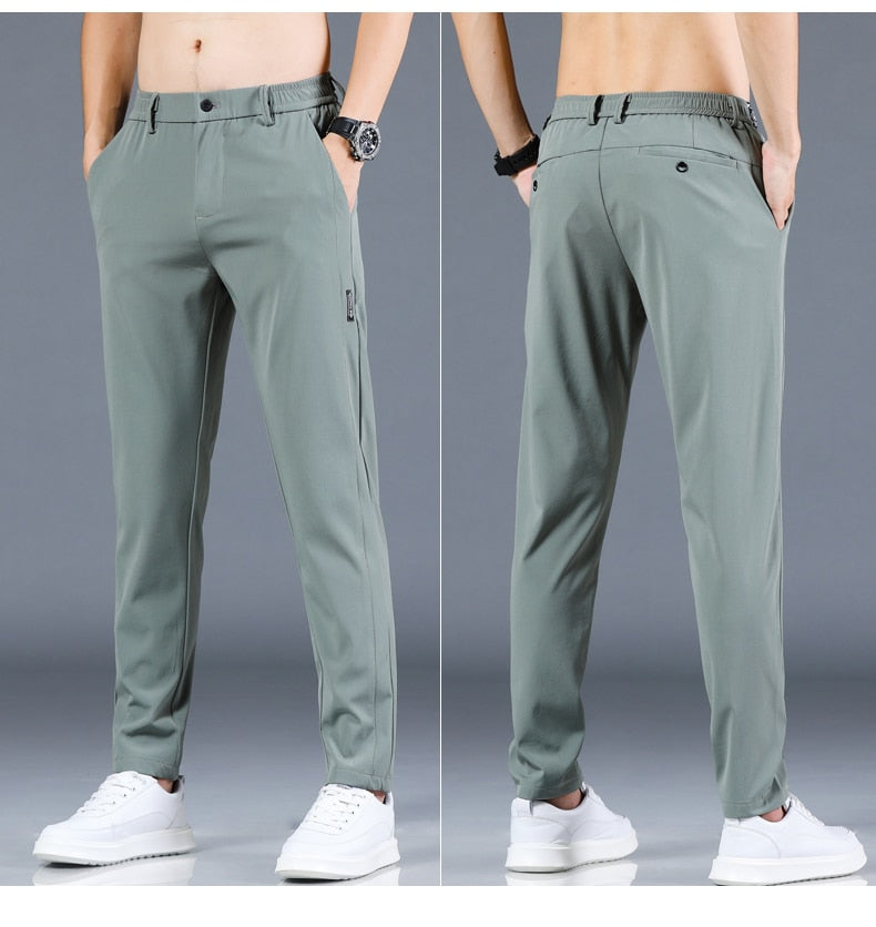 Men Pants Slim Fit Work Elastic Waist Jogger Pant Outdoor Long Trousers