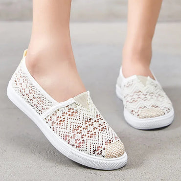 Womens Flat Slip On Canvas Strap Loafers Straw Comfort Ripped Slip On Shoes