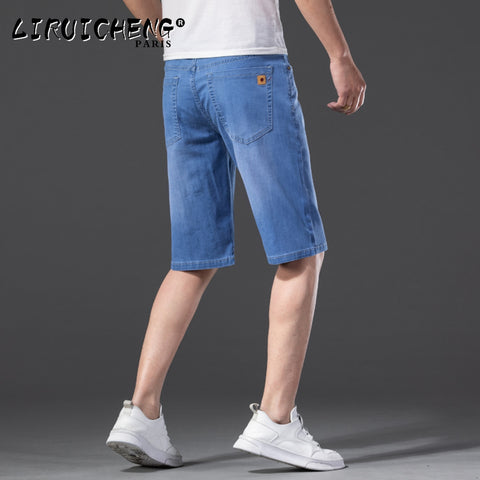 Shorts Men Classic Regular Fit Straight Elastic Short Jeans