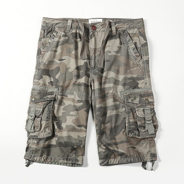 Knee Men Length Shorts Multi Pockets Camouflage Loose Button Fly Shorts