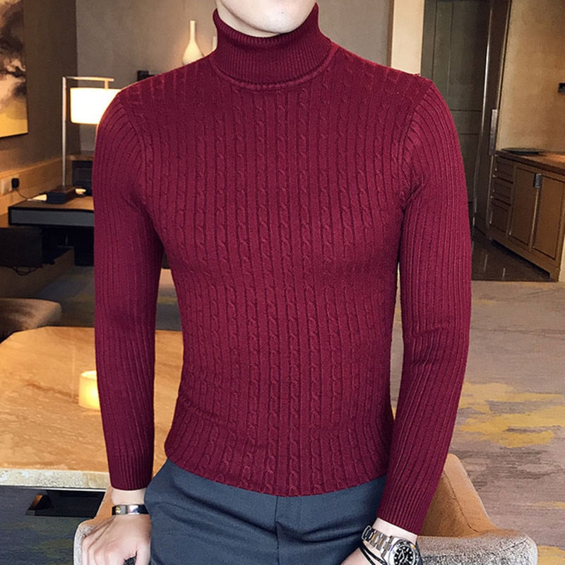 Men Turtleneck Sweaters and Pullovers Knitted Sweater Pullover Wool