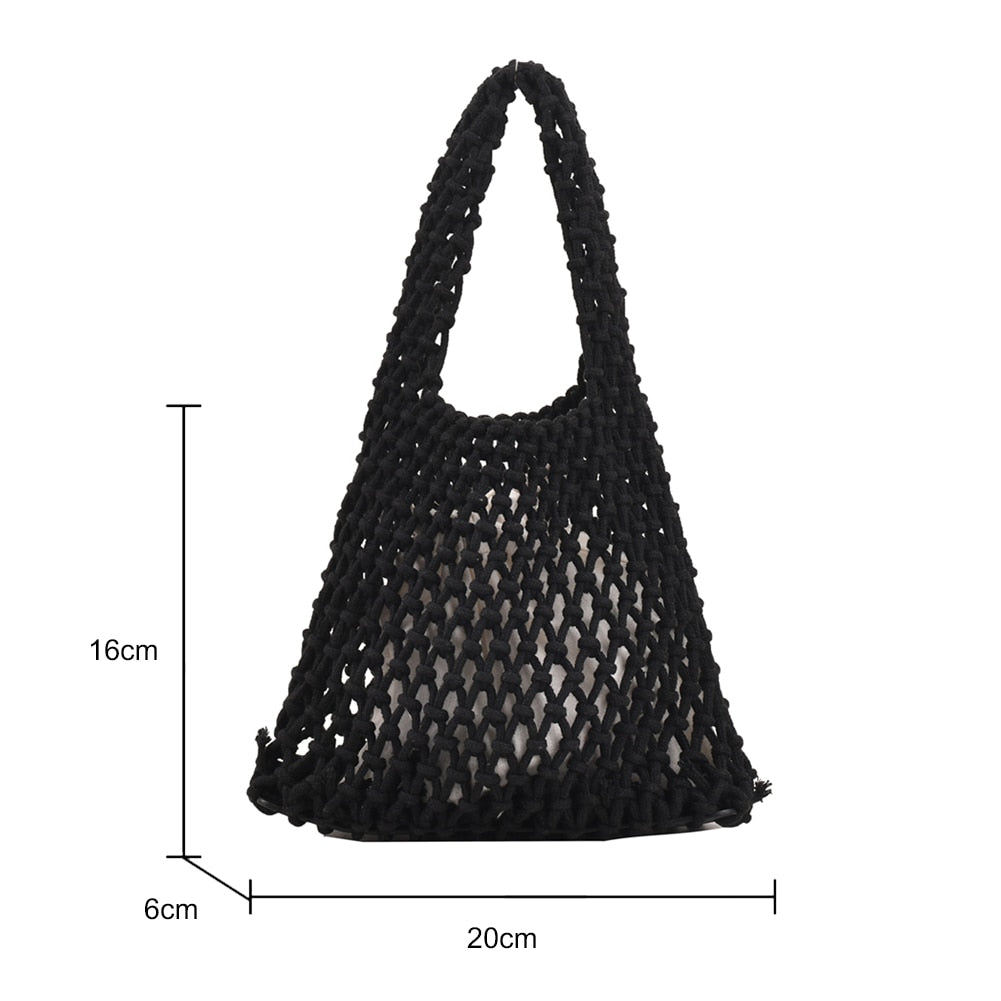 Crochet Handbag Women Hollow Out Hand Woven Totes Bag Hollow Knitting Purses