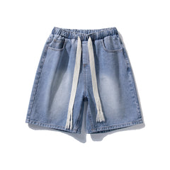 Thin Men Shorts Baggy Straight Wide Legs Jeans