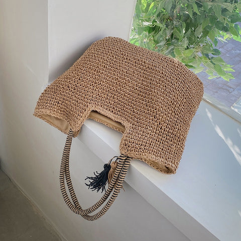 Crochet Shoulder Bag Casual Ethnic Style Women Handbags Simple Bag