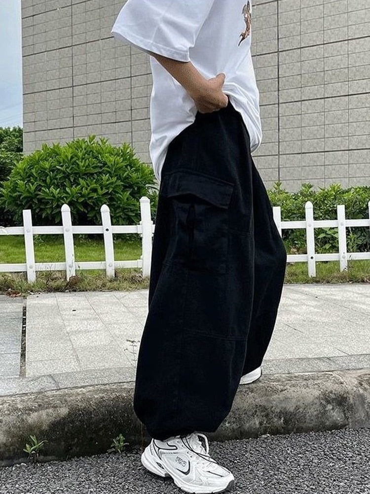 Pants Women Pockets Hip Hop Wide Leg Trousers