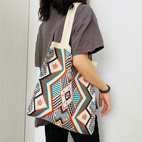 Women Knitting Shoulder Tote Bag Crochet Top-Handle Bags Designer Handbags