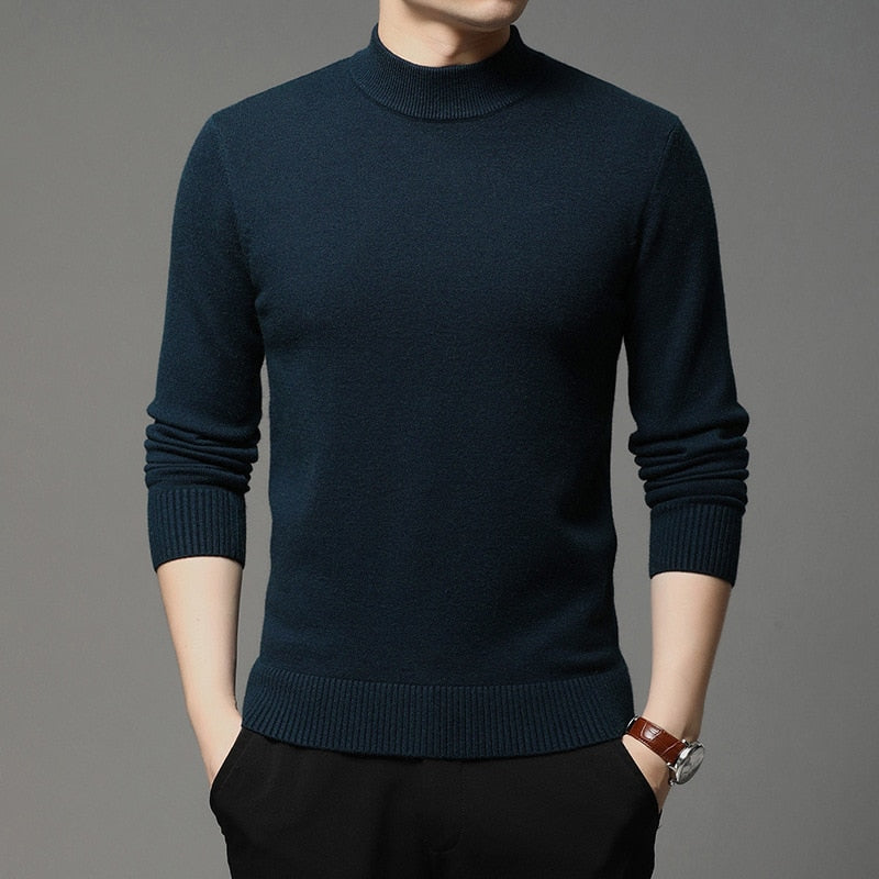 Men Turtleneck Pullover Sweater Fashion Thick and Warm Bottoming Shirt