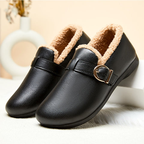 Flats Shoes Women Soft Sole Keep Warm Slip-On Fleece Non-Slip Loafers Footwear