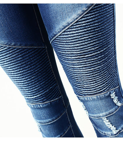 Zip Mid High Waist Stretch Skinny Pants Motor Jeans Women