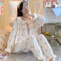 Pajama Sets Women Princess Long Flare Sleeve Sleepwear
