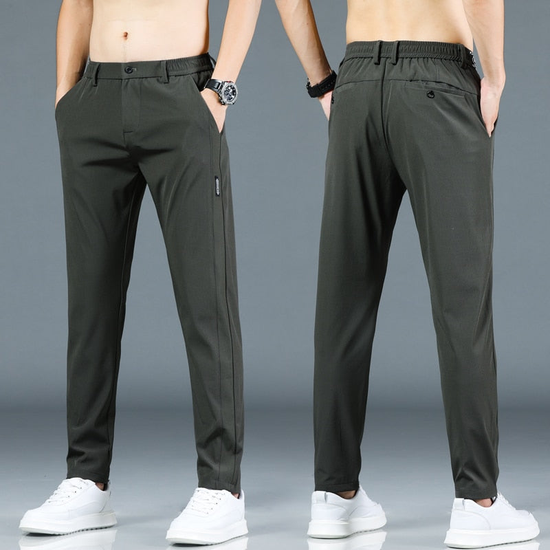 Men Pants Slim Fit Work Elastic Waist Jogger Pant Outdoor Long Trousers