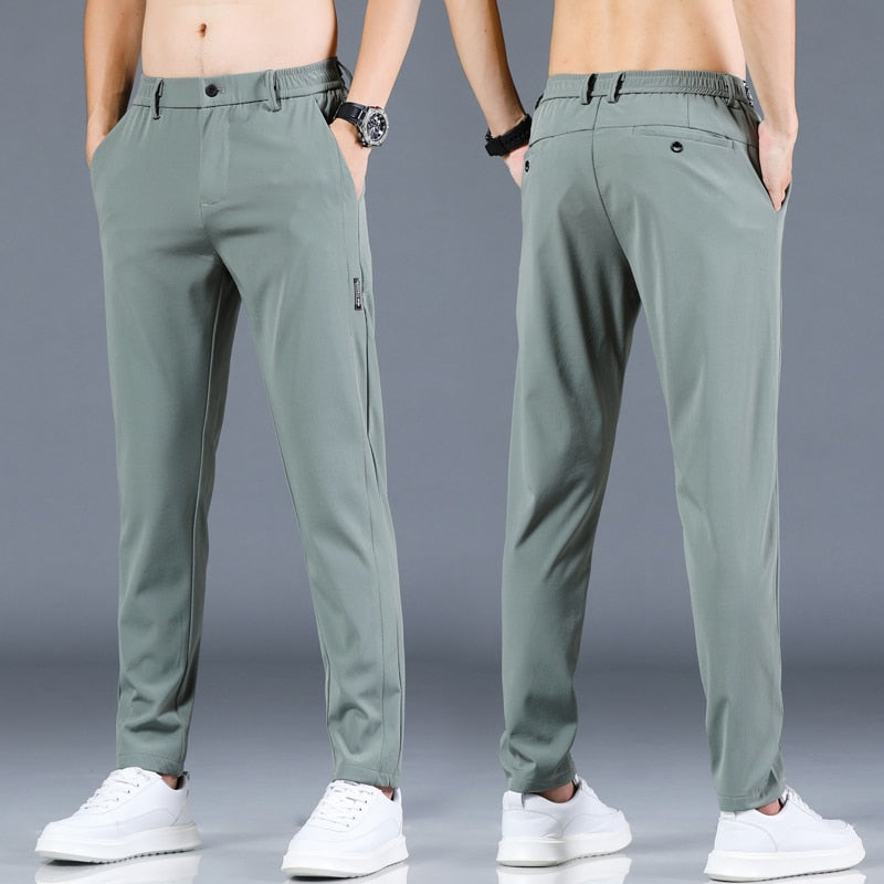 Men Pants Slim Fit Work Elastic Waist Jogger Pant Outdoor Long Trousers