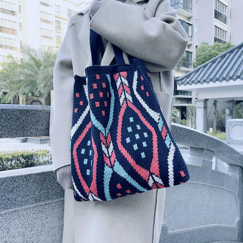 Women Knitting Shoulder Tote Bag Crochet Top-Handle Bags Designer Handbags
