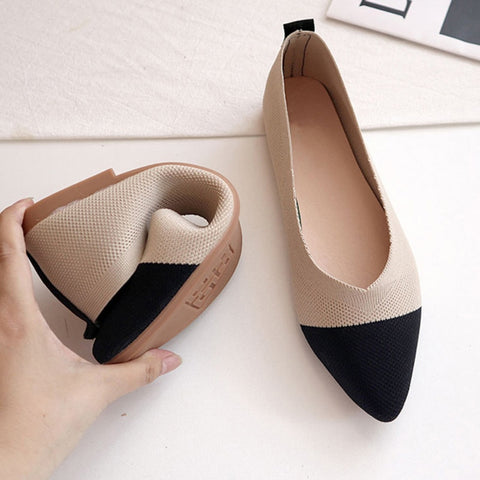 Soft Bottom Shoes Knitted Flat Shoes Mesh Loafers Women Ballet Flats