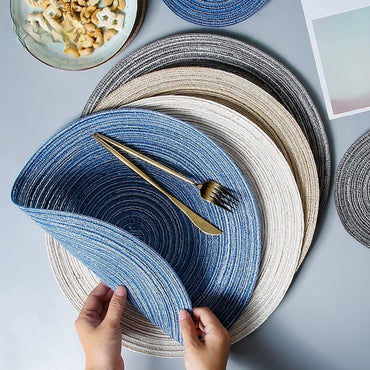 6pcs Round Table Mat Woven Ramie Placemats