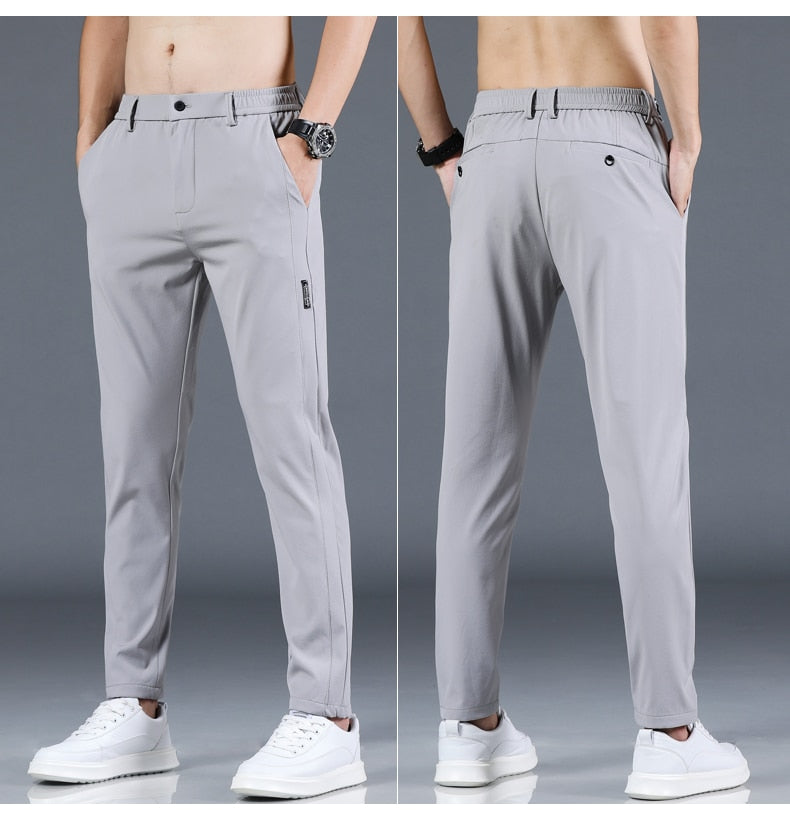 Men Pants Slim Fit Work Elastic Waist Jogger Pant Outdoor Long Trousers