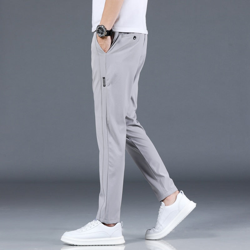 Men Pants Slim Fit Work Elastic Waist Jogger Pant Outdoor Long Trousers