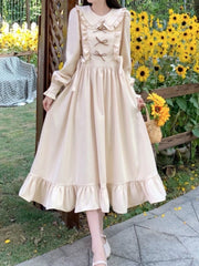 Vintage Style Dress Fashion Ruffles Patchwork