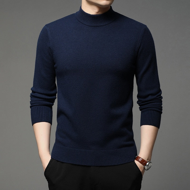 Men Turtleneck Pullover Sweater Fashion Thick and Warm Bottoming Shirt