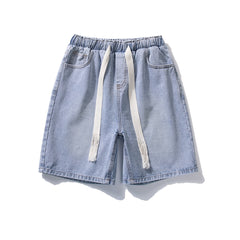 Thin Men Shorts Baggy Straight Wide Legs Jeans