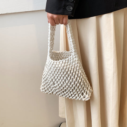 Crochet Handbag Women Hollow Out Hand Woven Totes Bag Hollow Knitting Purses