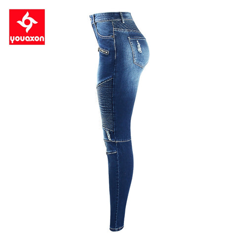 Zip Mid High Waist Stretch Skinny Pants Motor Jeans Women