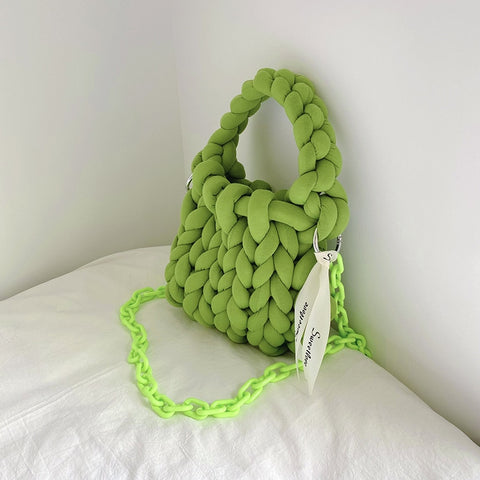 Crochet Bag Shoulder Handmade Chain Women Designer Knitting Crossbody Woven