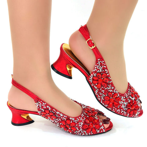 Shoes Design Floral Full Diamond Woman High Heel Sandals