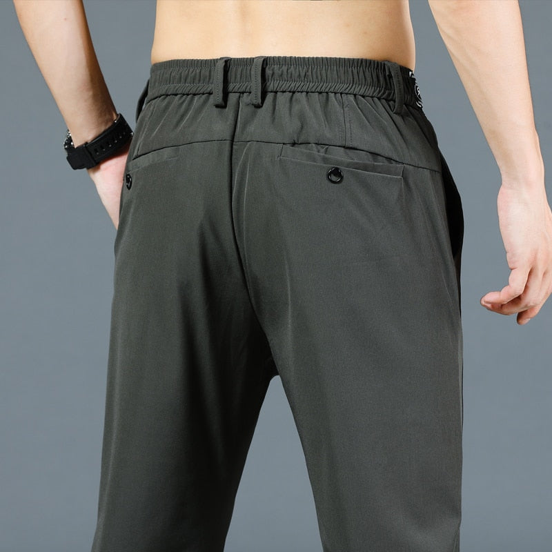 Men Pants Slim Fit Work Elastic Waist Jogger Pant Outdoor Long Trousers