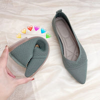 Knit Ballet Flats Women Loafers Breathable Mesh Flat Shoes Toe Boat Shoes