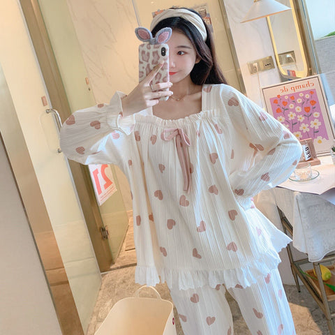 Pajama Sets Women Princess Long Flare Sleeve Sleepwear