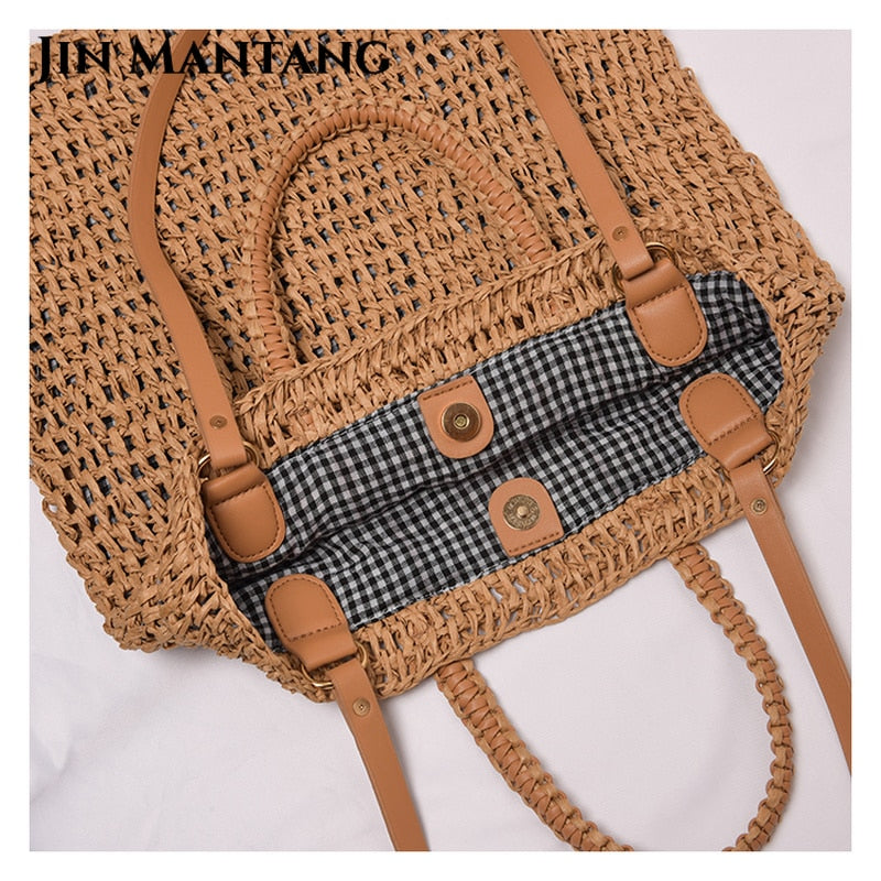 Casual Straw Women Shoulder Bags Wicker Woven Handbags Bag Tote Purses