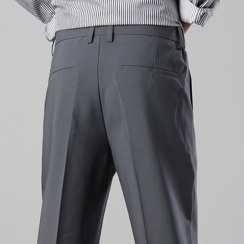 Ankle-Length Pants Men Stretch Business Suit Formal Trousers