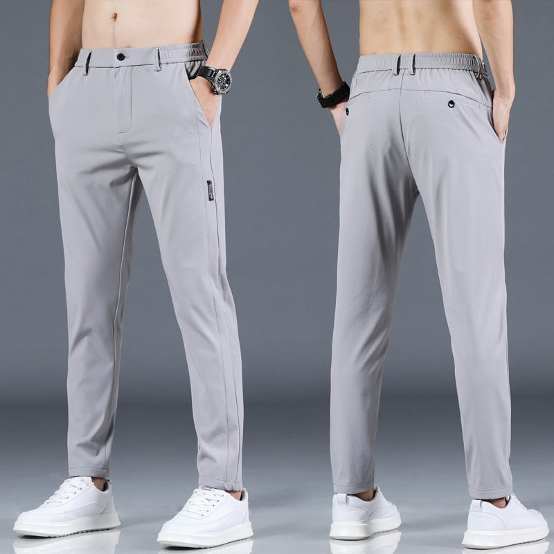 Men Pants Slim Fit Work Elastic Waist Jogger Pant Outdoor Long Trousers