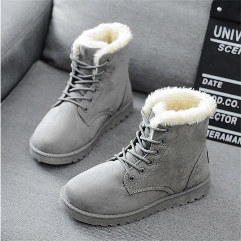 Women boots winter snow boots warm lace flat with tide shoes
