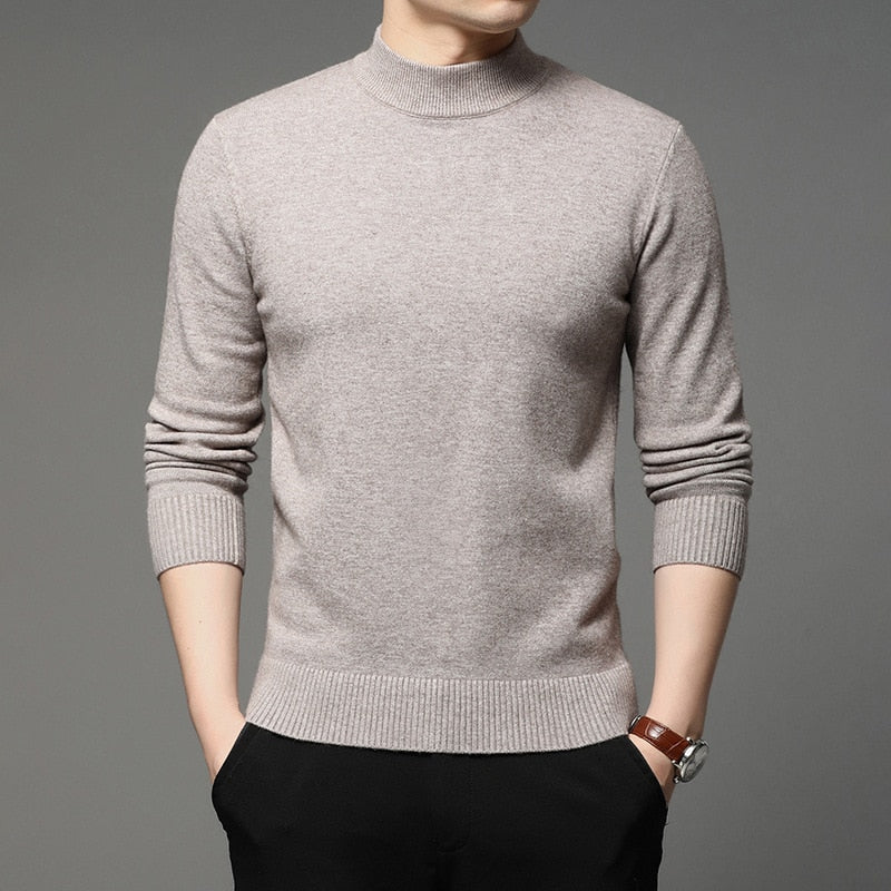 Men Turtleneck Pullover Sweater Fashion Thick and Warm Bottoming Shirt