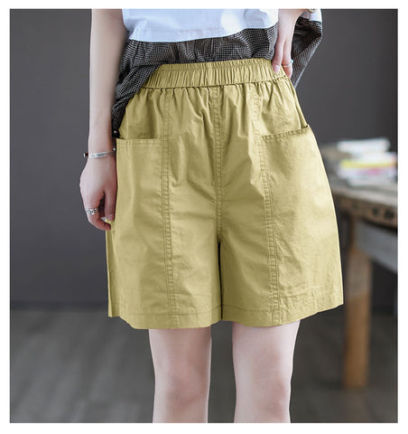 Womens Shorts Thin Waist Loose Pants with Pockets