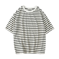 Women Fashion Striped T shirts Strip Short Sleeve Tees Tops for Summer