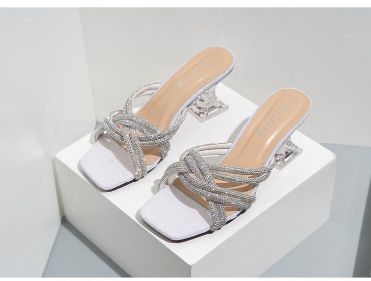 Women Sexy Clear High Heels Slippers sandals Slides Flip Flops